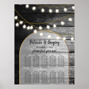 Modern Rustic Wood Lights Wedding Seating Chart