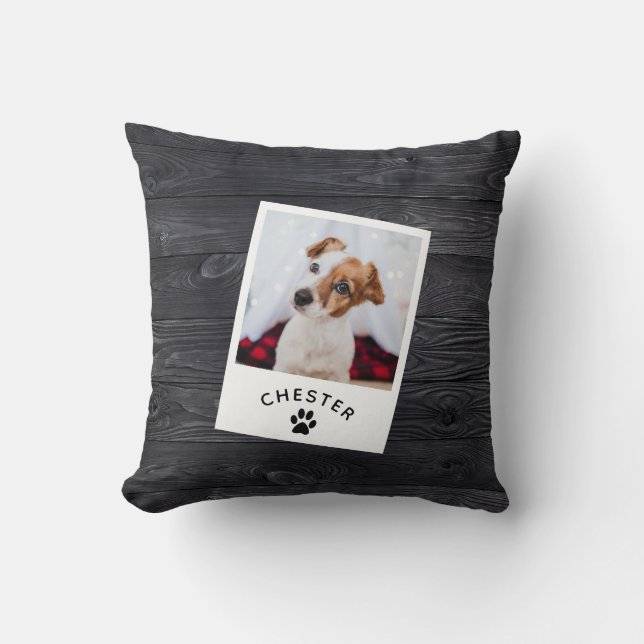 Modern Rustic Wood Pet Photo Dog Mum Cat Cushion (Front)