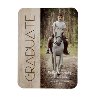 Modern Rustic Wood Photo Unisex Graduation Magnet