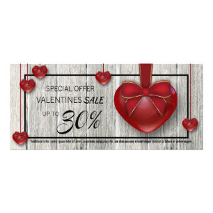 Modern Rustic Wood Valentine's Day Hearts Discount Rack Card