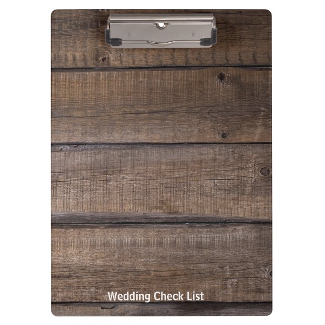 Modern Rustic Wood Wedding Planner Clipboard (Front)
