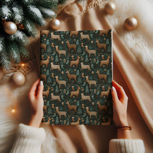 Modern Rustic Woodland Deer & Pine Tree Christmas  Tissue Paper