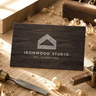 Modern Rustic Woodworking Studio Business Card