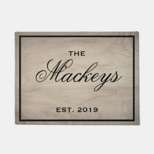 Modern Rustic Year Established Calligraphy Doormat