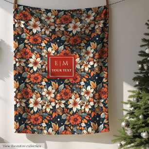 Modern rusty flower blanket with custom name