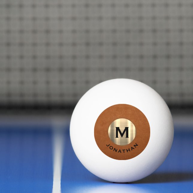 Modern Sable Gold Luxury Monogram Ping Pong Ball (Net)