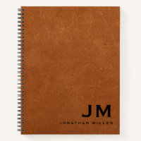 Modern Sable Leather Monogram Initials Name