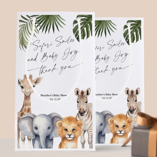 Modern Safari Animals Baby Boy Shower favour Goodi Small Gift Bag (Safari Animals, baby Boy SHower Goodie Bag favors.)