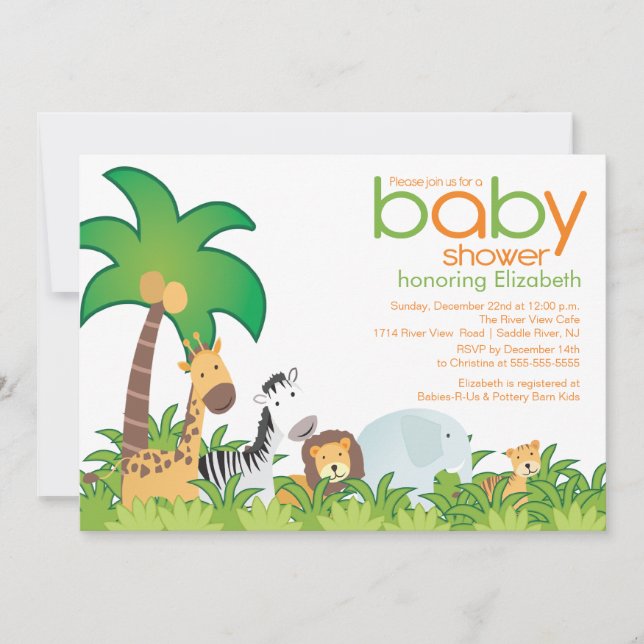Modern Safari Animals Baby Shower Invitation (Front)