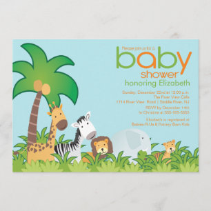 Modern Safari Animals Baby Shower Invitation