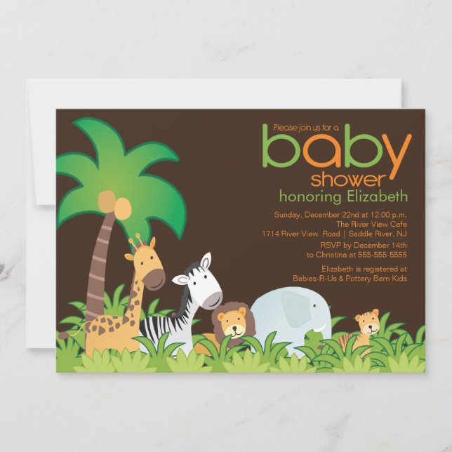 Modern Safari Animals Baby Shower Invitation (Front)