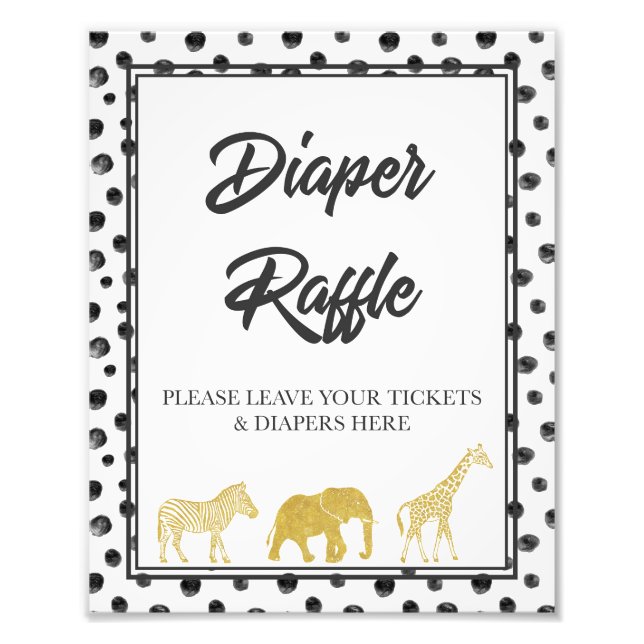 Modern Safari Baby Shower Diaper Raffle Game Photo Print (Front)