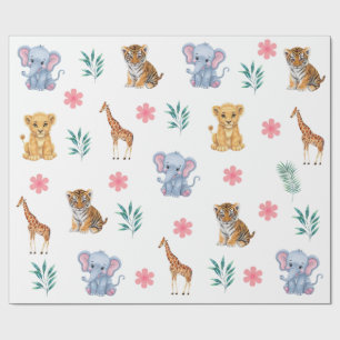 Modern Safari Jungle Animals elephant Tiger Lion   Wrapping Paper