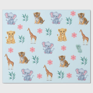 Modern Safari Jungle Animals elephant Tiger Lion Wrapping Paper