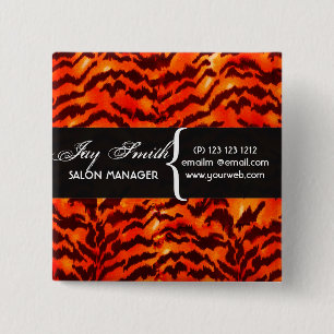 Modern Safari WildLife Stripes Pattern Name Tag 15 Cm Square Badge