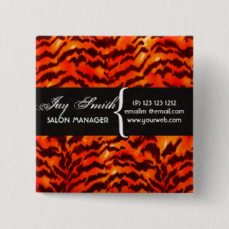 Modern Safari WildLife Stripes Pattern Name Tag 15 Cm Square Badge