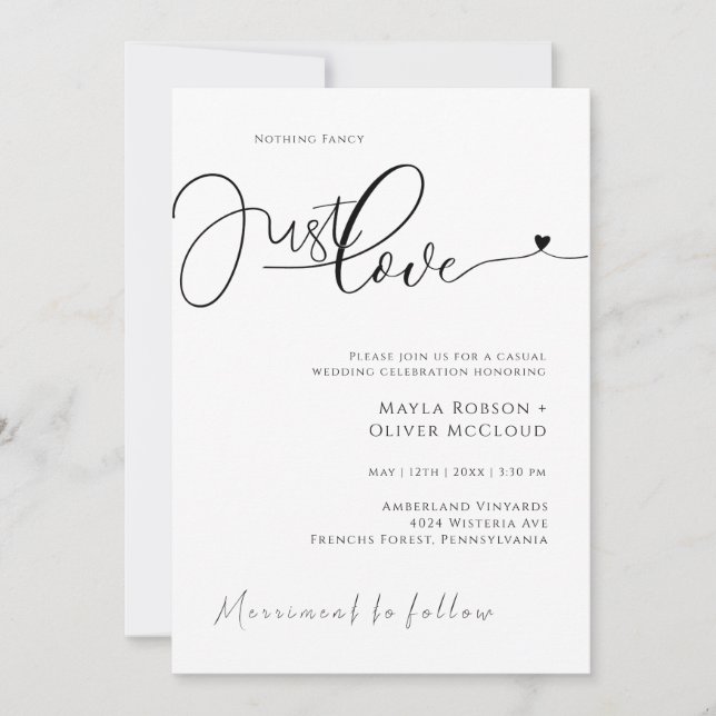 Modern Sage balck and White Simple Wedding Invitat Invitation (Front)