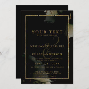 Modern Sage Black Custom3  Watercolor  Invitation