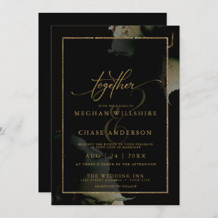 Modern Sage Black Custom  Watercolor Invitation
