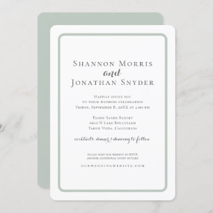 Modern Sage Border Wedding Invitation