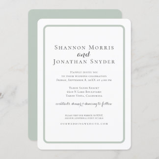 Modern Sage Border Wedding Invitation
