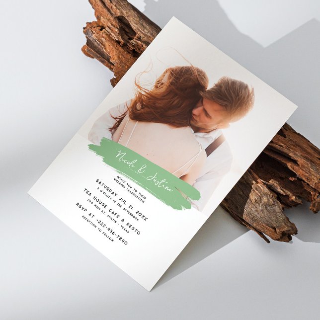 Modern Sage & Brushstroke: Personalised Wedding Invitation (Modern Sage & Brushstroke: Personalized Wedding Invitation)
