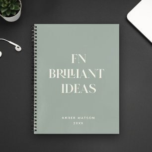 Modern Sage Custom Name Brilliant Ideas Planner Notebook