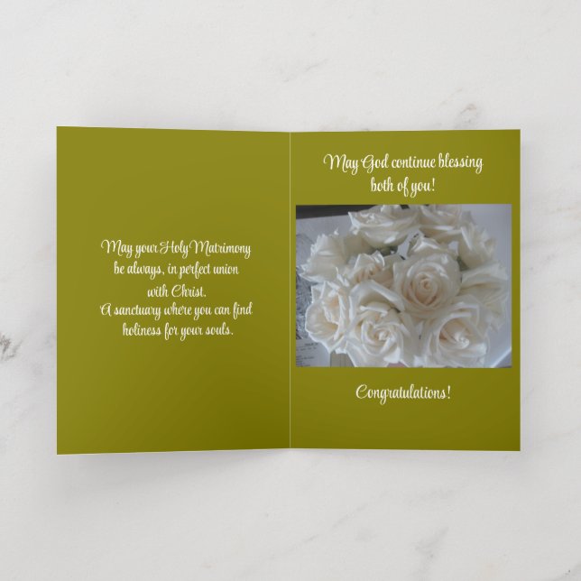 Modern Sage & Floral Wedding Foil Greeting Card (Inside Laydown)