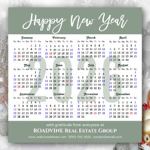 Modern Sage Green 2025 Calendar Business Magnetic