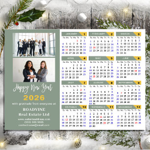 Modern Sage Green 2025 Calendar Business Minimal Holiday Card