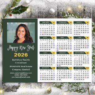 Modern Sage Green 2025 Calendar Business Photo Holiday Card