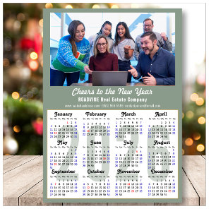 Modern Sage Green 2025 Calendar Business Photo Holiday Card