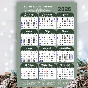 Modern Sage Green 2025 Calendar Business Simple Holiday Card