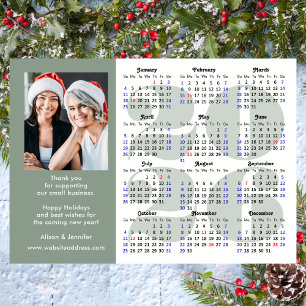 Modern Sage Green 2026 Calendar Business Photo Holiday Card