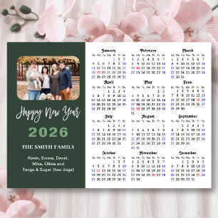 Modern Sage Green 2026 Calendar Photo Magnetic