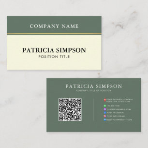 Modern Sage Green and Beige Cream QR Code Template Business Card