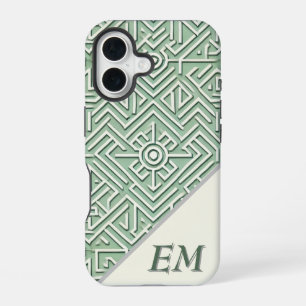 Modern Sage Green and Cream Geometric iPhone 16 Case