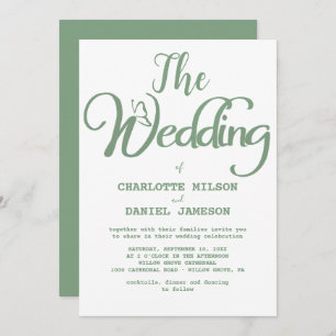 Modern Sage Green and White Simple Wedding Invitation