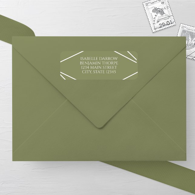 Modern Sage Green and White Wedding Address Label (Creator Uploaded)
