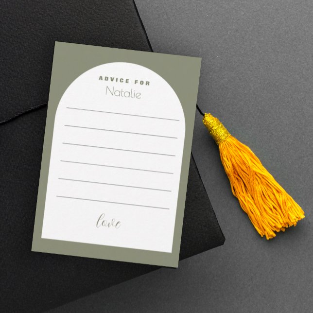 Modern Sage Green Arch Elegant Fonts Graduate Enclosure Card (Creator Uploaded)