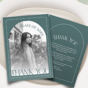Modern Sage Green Arch Graduation Flat Thank You Card