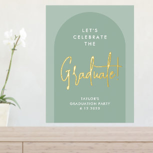 Modern Sage Green Arch Graduation Party Welcome Foil Prints