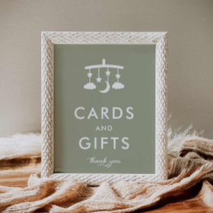 Modern Sage Green Baby Shower Cards and Gifts Poster