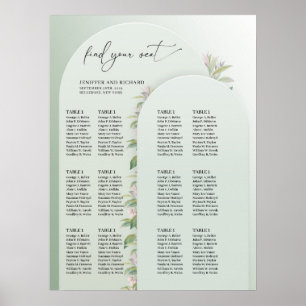 Modern sage green boho arch blush spring floral poster