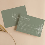 Modern Sage Green Boho Wedding Simple Elegant RSVP Card<br><div class="desc">Modern Sage Green Boho Wedding Simple Elegant RSVP Card. Monogram at the back.</div>