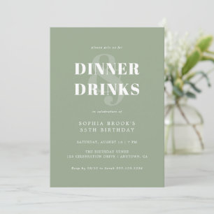 Modern Sage Green Bold Typography Birthday Dinner Invitation