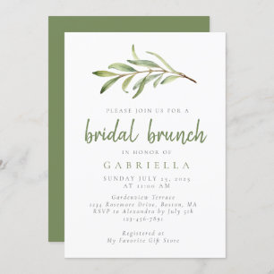 Modern Sage Green Botanical Bridal Brunch Invitation