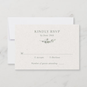Modern Sage Green Botanical Elegant Wedding RSVP Card
