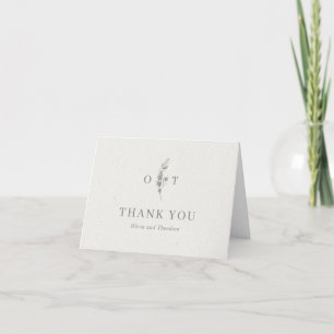 Modern Sage Green Botanical Elegant Wedding Thank You Card