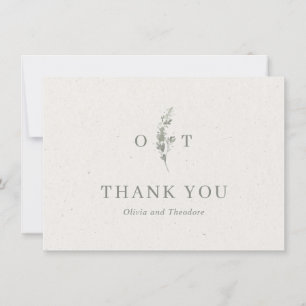 Modern Sage Green Botanical Elegant Wedding Thank You Card